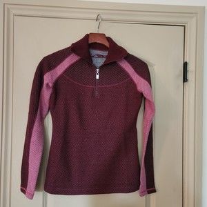 prAna Corrine Quarter-Zip Wool Blend Sweater - Burgandy/Pink - Size XS